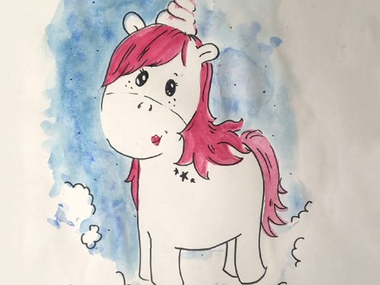 Childrens drawing of a unicorn
